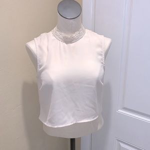 Lace Back High Neck Crop Tank